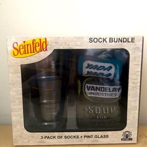 Seinfeld 3 pack of socks & 16 oz pint glass gift set